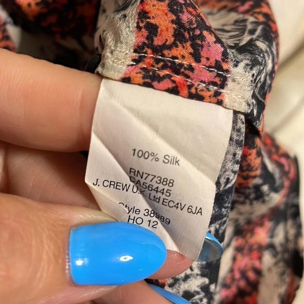 MADEWELL Broadway Broome floral striped 100% SILK 1/2 way button front blouse L